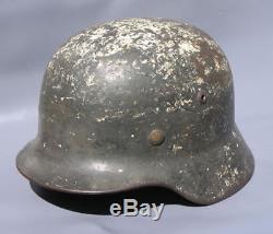 Superb Original Ww2 M35 German Winter Camo Helmet (possibly Elite) Wwii Relic