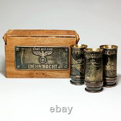 Trench Art German Set Shot Glass WWII Wehrmacht Flak With Box