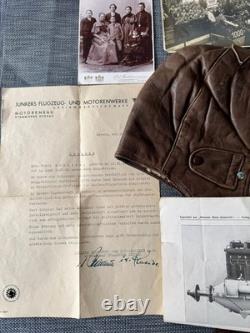Vintage Junkers Aviation History Set Leather Flight Cap Factory Album L5Document