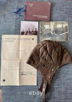 Vintage Junkers Aviation History Set Leather Flight Cap Factory Album L5Document