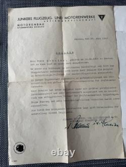 Vintage Junkers Aviation History Set Leather Flight Cap Factory Album L5Document