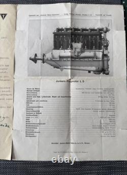 Vintage Junkers Aviation History Set Leather Flight Cap Factory Album L5Document