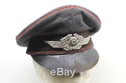 Vintage Original German WW 2 Luftwaffe Visor Hat with EM/NCO Wreath and Cockade