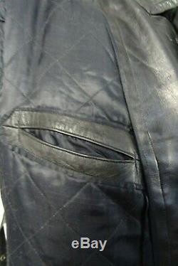 Vintage Original WW2 German Horsehide Leather Military Officers Trench Coat 40R