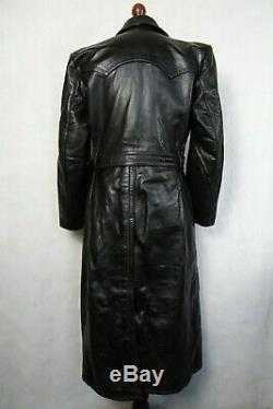 Vintage Original WW2 German Horsehide Leather Military Officers Trench Coat 42R