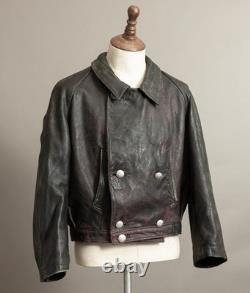 Vintage WW2 German NSKK Paramilitary Leather Jacket Wool Blanket Lining