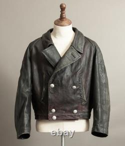 Vintage WW2 German NSKK Paramilitary Leather Jacket Wool Blanket Lining