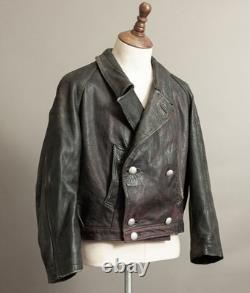 Vintage WW2 German NSKK Paramilitary Leather Jacket Wool Blanket Lining