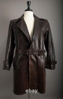 Vintage WW2 Horsehide Leather Trench Coat German Officer Size Small (38-40)