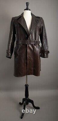 Vintage WW2 Horsehide Leather Trench Coat German Officer Size Small (38-40)