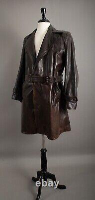 Vintage WW2 Horsehide Leather Trench Coat German Officer Size Small (38-40)