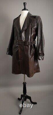 Vintage WW2 Horsehide Leather Trench Coat German Officer Size Small (38-40)