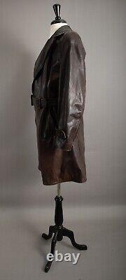 Vintage WW2 Horsehide Leather Trench Coat German Officer Size Small (38-40)