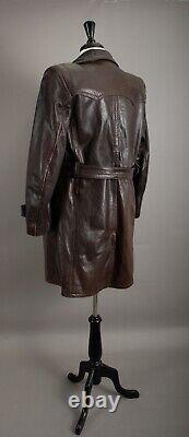 Vintage WW2 Horsehide Leather Trench Coat German Officer Size Small (38-40)