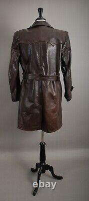 Vintage WW2 Horsehide Leather Trench Coat German Officer Size Small (38-40)