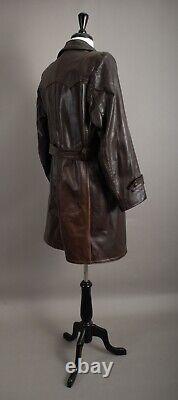 Vintage WW2 Horsehide Leather Trench Coat German Officer Size Small (38-40)