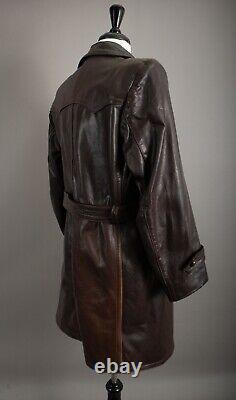 Vintage WW2 Horsehide Leather Trench Coat German Officer Size Small (38-40)