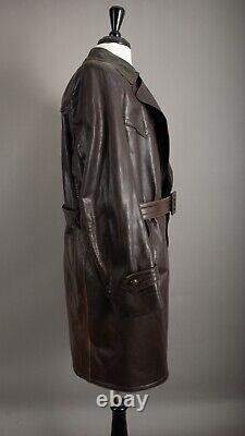 Vintage WW2 Horsehide Leather Trench Coat German Officer Size Small (38-40)