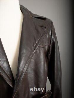 Vintage WW2 Horsehide Leather Trench Coat German Officer Size Small (38-40)