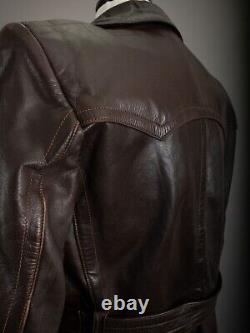 Vintage WW2 Horsehide Leather Trench Coat German Officer Size Small (38-40)