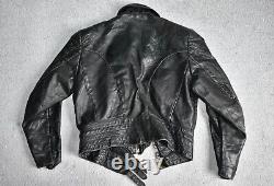 Vtg 40s WW2 German Black Leather Motorcycle Flight Jacket Cyclist Luftwaffe 38