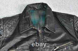 Vtg 40s WW2 German Black Leather Motorcycle Flight Jacket Cyclist Luftwaffe 38