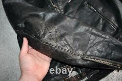 Vtg 40s WW2 German Black Leather Motorcycle Flight Jacket Cyclist Luftwaffe 38