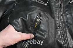 Vtg 40s WW2 German Black Leather Motorcycle Flight Jacket Cyclist Luftwaffe 38