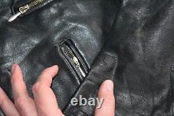 Vtg 40s WW2 German Black Leather Motorcycle Flight Jacket Cyclist Luftwaffe 38