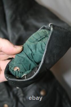 Vtg German grey heavy leather 3/4 coat jacket M revival U boat WW2