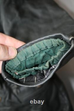 Vtg German grey heavy leather 3/4 coat jacket M revival U boat WW2