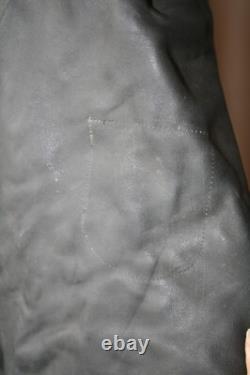 Vtg German grey heavy leather 3/4 coat jacket M revival U boat WW2