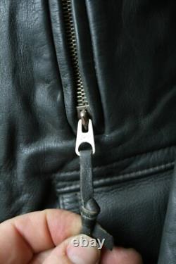 Vtg German grey heavy leather 3/4 coat jacket M revival U boat WW2