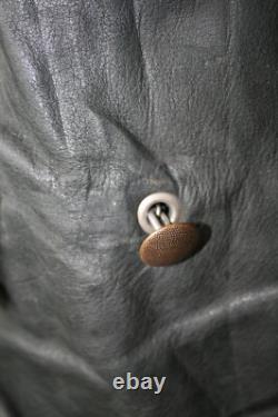 Vtg German grey heavy leather 3/4 coat jacket M revival U boat WW2