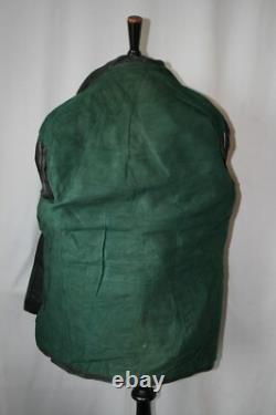 Vtg German grey heavy leather 3/4 coat jacket M revival U boat WW2
