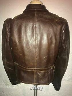 Vtg Wwii Brown German Pilot Cyclist Leather Motorcycle Luftwaffe Jacket