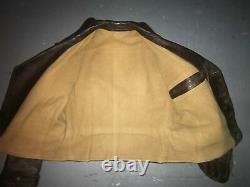 Vtg Wwii Brown German Pilot Cyclist Leather Motorcycle Luftwaffe Jacket