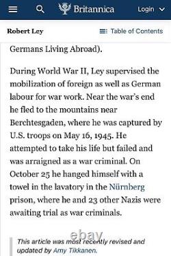 WW II German Artifact Anvil Taken From Dr. Robert Ley Infamous Hitler Deputy