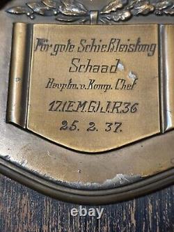 WW1 German Machine Gun Plaque WW 2 Named Unit 1937 Brass Detail MG 08