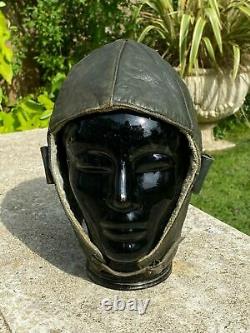 WW2 1930s GERMAN LEATHER FLYING HELMET LUFTWAFFE BLUE / GREY £85.00 ORIGINAL