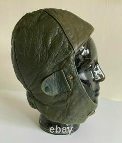 WW2 1930s GERMAN LEATHER FLYING HELMET LUFTWAFFE BLUE / GREY £85.00 ORIGINAL