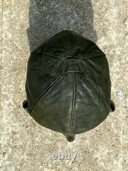 WW2 1930s GERMAN LEATHER FLYING HELMET LUFTWAFFE BLUE / GREY £85.00 ORIGINAL