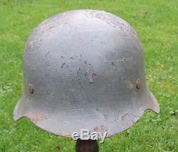 Ww2 German M42 Steel Helmet + Liner Et64 Original From France