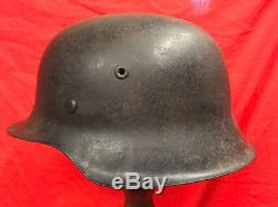 Ww2 German M42 Steel Helmet Shell, Et 64 Original + Leather Liner