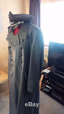 Ww2 German Original Luftwaffe Officers Leather Greatcoat