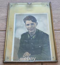 WW2 GERMAN ORIGINAL wehrmacht Beautiful photo of a young soldier + DRGM frame