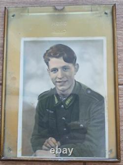WW2 GERMAN ORIGINAL wehrmacht Beautiful photo of a young soldier + DRGM frame