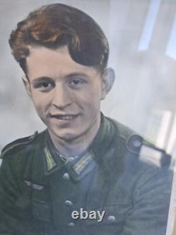 WW2 GERMAN ORIGINAL wehrmacht Beautiful photo of a young soldier + DRGM frame