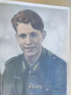 WW2 GERMAN ORIGINAL wehrmacht Beautiful photo of a young soldier + DRGM frame
