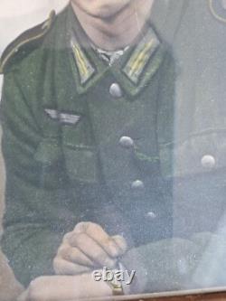 WW2 GERMAN ORIGINAL wehrmacht Beautiful photo of a young soldier + DRGM frame